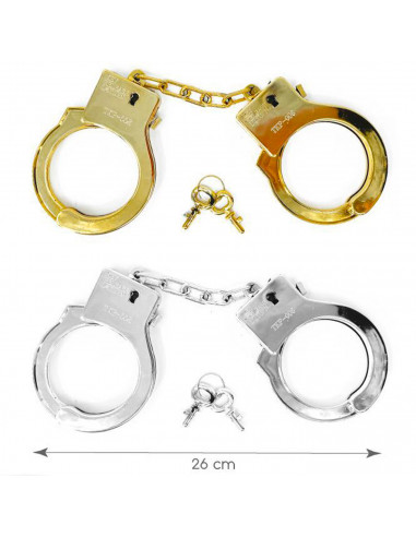 Tradineur - Esposas de plástico, incluyen llaves y botón de seguridad, complemento para disfraces policía, sheriff, carnaval, Ha
