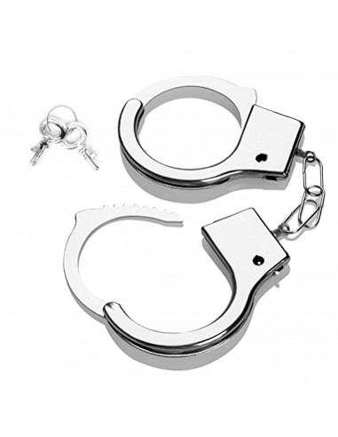 Tradineur - Esposas de plástico, incluyen llaves y botón de seguridad, complemento para disfraces policía, sheriff, carnaval, Ha