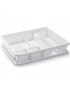 Tradineur - Escurreplatos rectangular grande, organizador de cocina, escurridor con bandeja, bandeja para secado de cuberteria,