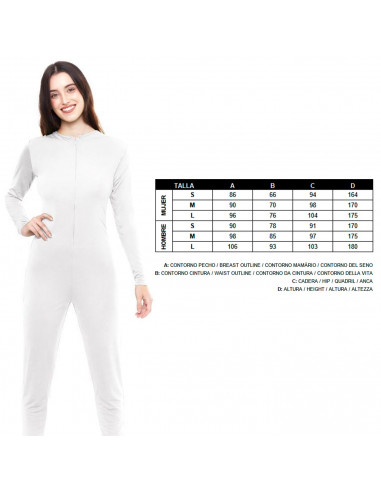 Tradineur - Mono maillot para jóvenes y adultos para carnaval, Halloween, fiestas, celebraciones, color blanco (Talla M)