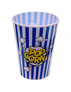 Tradineur - Cubo de palomitas de plástico 18 x 15 cm. Bol, recipiente, tarro, estilo vintage (Color surtido)