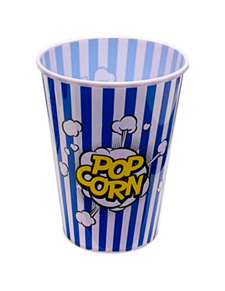 Tradineur - Cubo de palomitas de plástico 18 x 15 cm. Bol, recipiente, tarro, estilo vintage (Color surtido)
