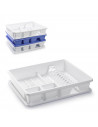 Tradineur - Escurreplatos rectangular grande, organizador de cocina, escurridor con bandeja, bandeja para secado de cuberteria,