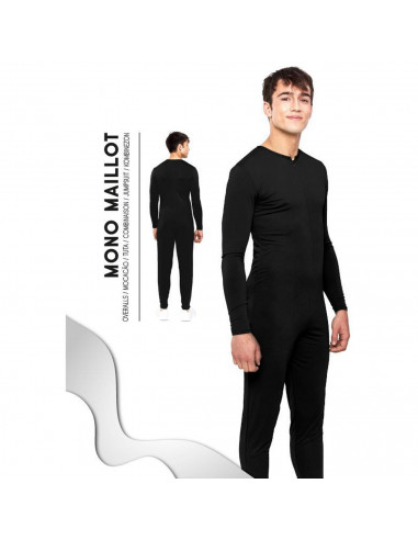 Tradineur - Mono maillot para jóvenes y adultos para carnaval, Halloween, fiestas, celebraciones, color negro (Talla L)