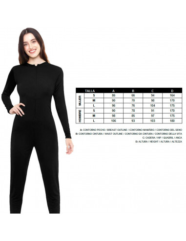 Tradineur - Mono maillot para jóvenes y adultos para carnaval, Halloween, fiestas, celebraciones, color negro (Talla L)