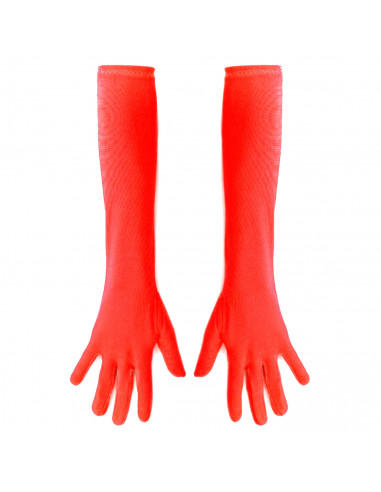 Tradineur - Guantes Largos de 45 cm - Fabricado en poliéster - Talla única para adultos - Ideal para carnaval o Halloween - Colo