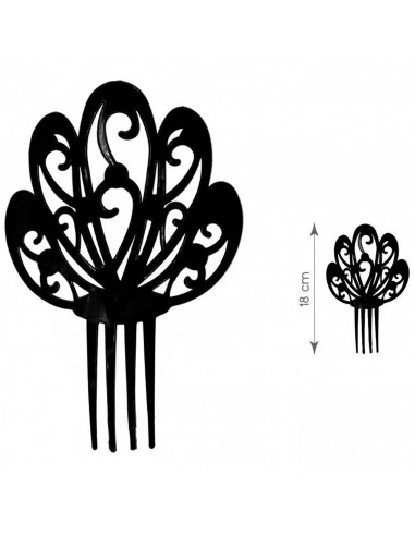 Tradineur - Peineta de plástico para disfraz, complemento para atuendo de sevillana, flamenca, carnaval, Halloween, cosplay, fie