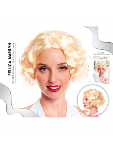 Tradineur - Peluca de Marilyn para mujer, fibra sintética, complemento para disfraz de carnaval, Halloween, cosplay, fiestas (Ad