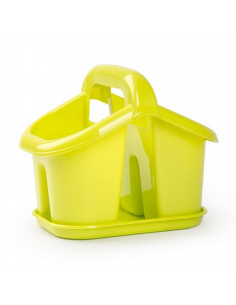 Escurrecubiertos de plástico con asa y bandeja para agua, de 15 x 16 x 11 cm de color surtido. Cestillo para secado o escurrido