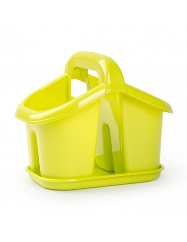 Escurrecubiertos de plástico con asa y bandeja para agua, de 15 x 16 x 11 cm de color surtido. Cestillo para secado o escurrido