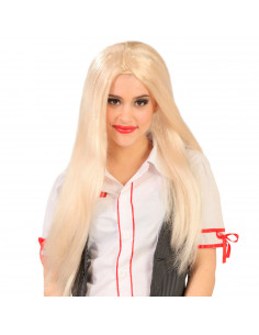 Tradineur - Peluca rubia extralarga para mujer, fibra sintética, complemento para disfraz de carnaval, Halloween, cosplay, fiest