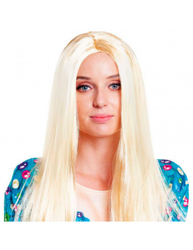 Tradineur - Peluca rubia extralarga para mujer, fibra sintética, complemento para disfraz de carnaval, Halloween, cosplay, fiest