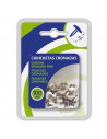 Tradineur - Pack de 100 chinchetas cromadas, tachuelas, pines metálicos niquelados, uso escolar, oficina, colgar notas y fotos (