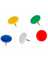 Tradineur - Pack de 60 chinchetas de colores, tachuelas, pines de níquel, uso escolar, oficina, colgar notas y fotos (Multicolor