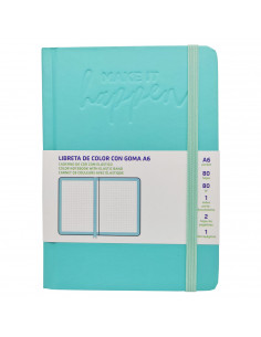 Tradineur - Libreta con goma, cuaderno, bloc de notas, tapa dura y 80 hojas blancas, incluye marcapáginas, sobre porta-documento