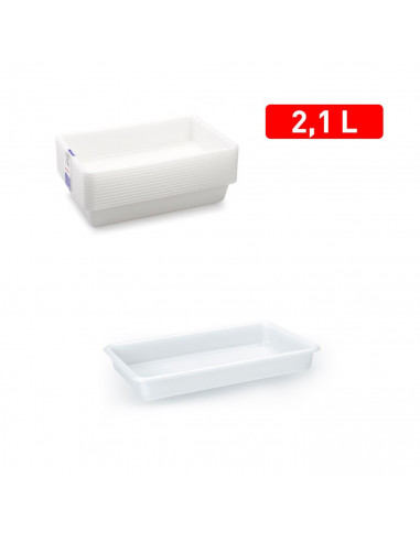 Tradineur - Bandeja para frigorífico blanca, bandeja para hostelería, 2,1 litros, medidas 34 x 20,5 x 4,5 cm