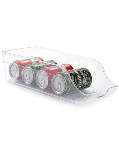 Tradineur - Bandeja para frigorífico, para almacenamiento de latas de refresco, de 10 x 34 x 12,5 cm. Recipiente para nevera par