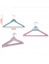Tradineur - Set de 3 perchas de plástico con barra, gancho metálico y muescas para tirantes, perchas para abrigos, trajes, panta