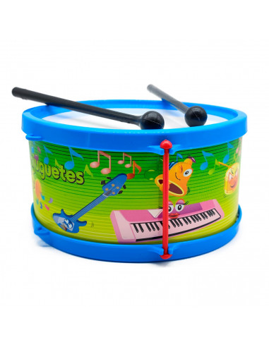 Tradineur - Tambor de juguete - Fabricado en España - Instrumento musicales para niños - Ø 19 x 9,6 cm - Color Surtido