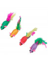 Tradineur - Pack de 2 Ratones de juguete para gatos - Fabricado en España - incluye plumas - 2 x 2,5 x 5 cm - Color Surtido
