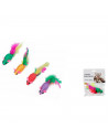 Tradineur - Pack de 2 Ratones de juguete para gatos - Fabricado en España - incluye plumas - 2 x 2,5 x 5 cm - Color Surtido