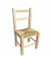 Tradineur - Silla infantil de madera con asiento de rafia, silla para niños con reposapiés y respaldo de listones, hogar, colegi