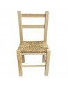 Tradineur - Silla infantil de madera con asiento de rafia, silla para niños con reposapiés y respaldo de listones, hogar, colegi