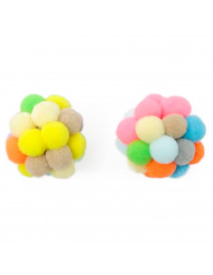 Tradineur - Pack de 2 Bolas de juguete para gatos - Fabricado en España - Diámetro 4,5 cm - Multicolor