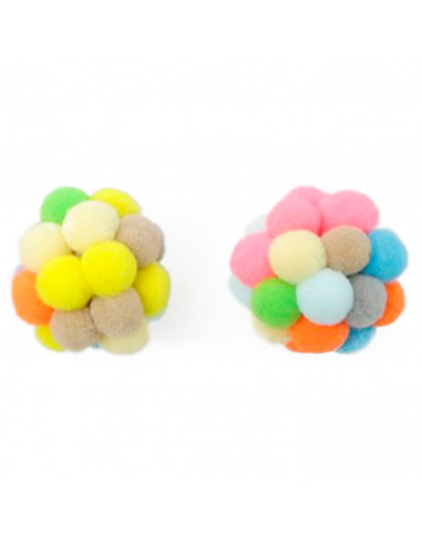 Tradineur - Pack de 2 Bolas de juguete para gatos - Fabricado en España - Diámetro 4,5 cm - Multicolor