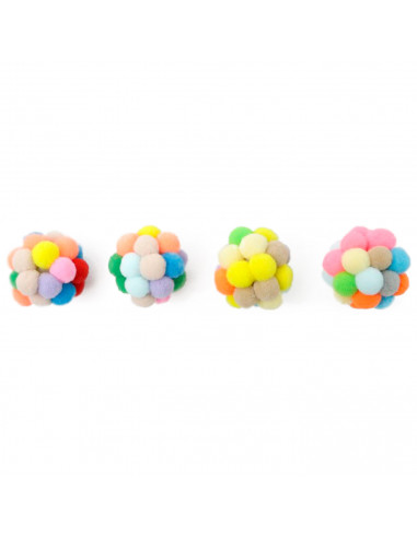 Tradineur - Pack de 2 Bolas de juguete para gatos - Fabricado en España - Diámetro 4,5 cm - Multicolor