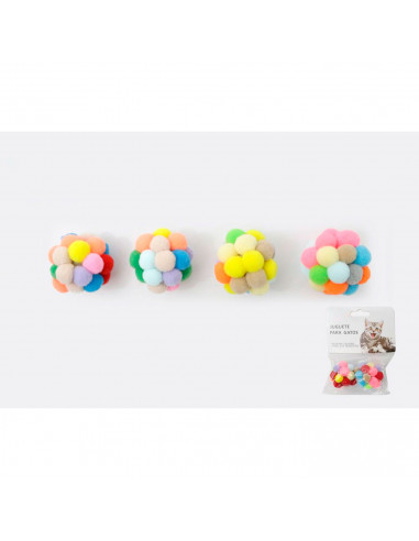 Tradineur - Pack de 2 Bolas de juguete para gatos - Fabricado en España - Diámetro 4,5 cm - Multicolor