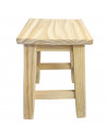Tradineur - Taburete cuadrado de madera natural sin tratar, banqueta con reposapiés, estable y robusto, hogar, 35,4 x 22,5 x 22,