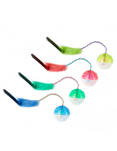 Tradineur - Pack de 2 Bolas con sonido para gatos - Fabricado en España - Incluye una cuerda - Ø 4,2 cm - Color Surtido