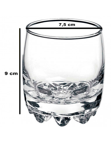 Tradineur - Set de 3 vasos de cristal "Galassia", base gruesa, resistentes, servir whisky, agua, licores, bebidas, aptos para la