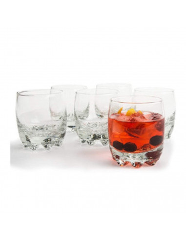 Tradineur - Set de 3 vasos de cristal "Galassia", base gruesa, resistentes, servir whisky, agua, licores, bebidas, aptos para la