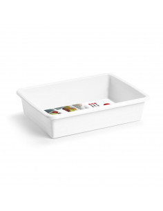 Tradineur - Bandeja rectangular pequeña para frigorífico, blanca, capacidad 1.65 litros, 6 x 19 x 26 cm.