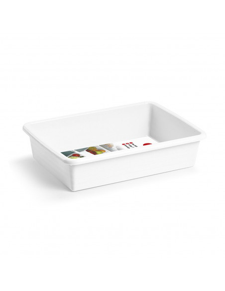 Tradineur - Bandeja rectangular pequeña para frigorífico, blanca, capacidad 1.65 litros, 6 x 19 x 26 cm. Tradineur - Bandeja rectangular pequeña para frigorífico, blanca, capacidad 1.65 litros, 6 x 19 x 26 cm.