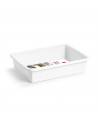 Tradineur - Bandeja rectangular pequeña para frigorífico, blanca, capacidad 1.65 litros, 6 x 19 x 26 cm.
