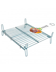 Tradineur - Parrilla doble, rejilla de acero zincado para barbacoa, grill portátil con patas, asado de pescado, carne, ideal par