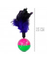 Tradineur - Pelota de plástico con plumas para gatos - Fabricado en España - Juguetes para animales domésticos - Ø 5,5 cm- Color