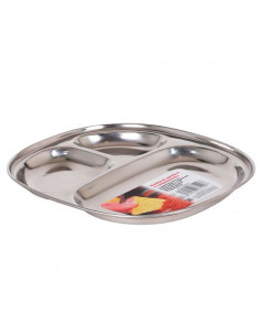 Bandeja de acero inoxidable con 3 compartimentos individuales, de 2 x 19,5 x 22 cm. Fuente de inox especial para aperitivos con
