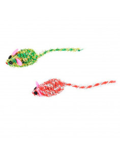 Tradineur - Pack de 2 Ratones de juguete para gatos - Fabricado en España - juguetes para animales domesticos - 2 x 2,5 x 5 cm -
