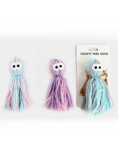 Tradineur - Juguete de estambre con forma de fantasma para gatos - Fabricado en España - 15 x 4 x 4 cm - Color Surtido