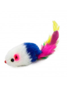Tradineur - Pack de 3 Ratones con plumas para gatos - Fabricado en España - Juguetes para animales domésticos - Longitud de 5 cm