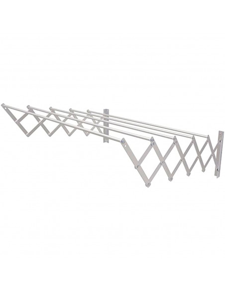 Tradineur - Tendedero extensible metálico para pared - Fabricado en España - Soporte plegable para tender ropa - 50 x 38,5 x 9,5