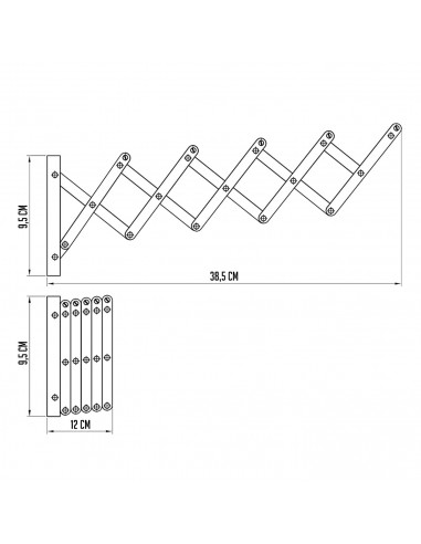 Tradineur - Tendedero extensible metálico para pared - Fabricado en España - Soporte plegable para tender ropa - 50 x 38,5 x 9,5