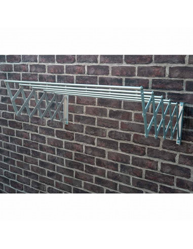 Tradineur - Tendedero extensible metálico para pared - Fabricado en España - Soporte plegable para tender ropa - 50 x 38,5 x 9,5