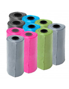 Tradineur - Pack de 10 rollos de bolsas higiénicas para excrementos de perro, recambios para dispensador de bolsas de caca, masc