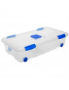 Tradineur - Caja de plástico con ruedas de 17,4 x 72 x 40,5 cm,con capacidad para 30 litros. Baúl con tapa para organización del