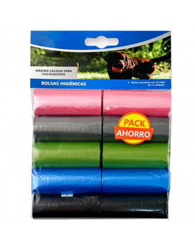 Tradineur - Pack de 20 rollos de bolsas higiénicas para excrementos de perro, recambios para dispensador de bolsas de caca, masc